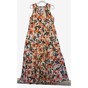 Sonoma Dress Womens Size M Multi‎ Floral Tiered Maxi Colorful Pockets Prairie